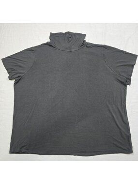 Lauren Ralph Lauren Womens 3X Short Sleeve Black Mock Neck Shirt Top Minimalist